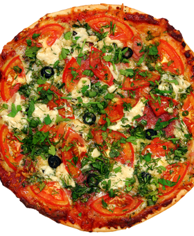 Pizza With Tomatoes And Greens