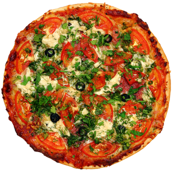 Pizza With Tomatoes And Greens