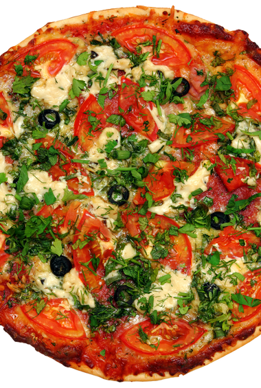 Pizza With Tomatoes And Greens